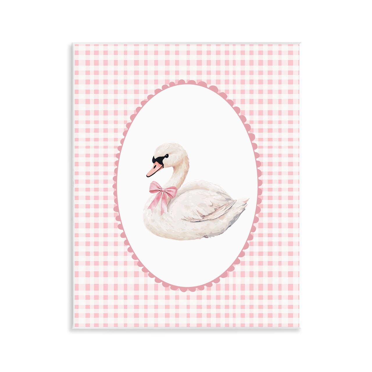 Stupell Industries Gentle Swan on Pink Checkered Wall Plaque, design by Christine Simpson Art